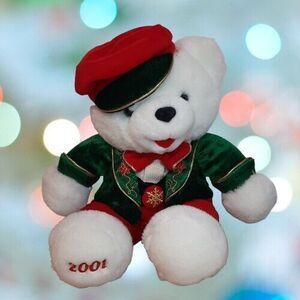 2001 TB Toy Trading 12" White Christmas Bear Plush Stuffed Animal Holiday Toy